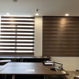 Brown Combi Blinds for all Windows in Work Space