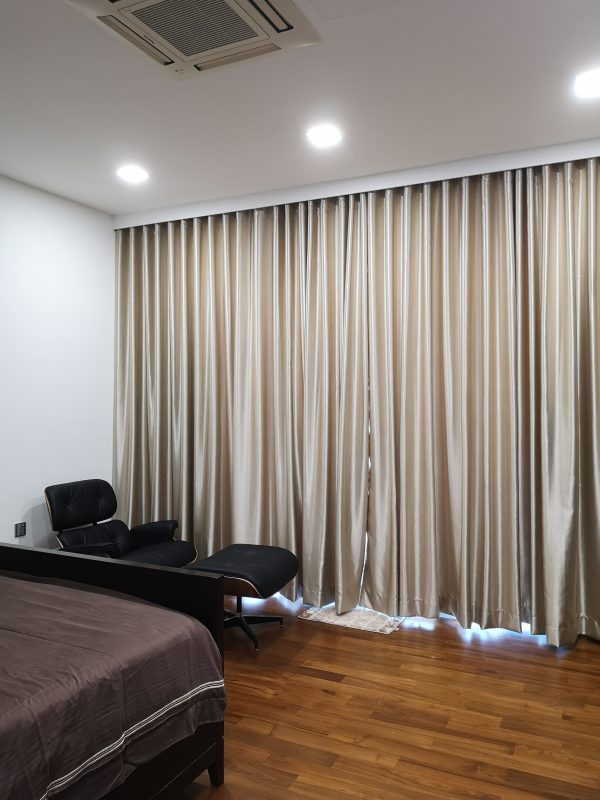 Silver Curtain in Bedroom